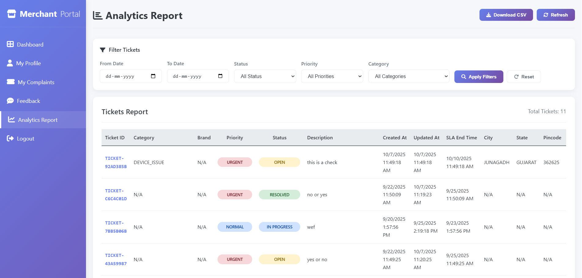 Merchant Report